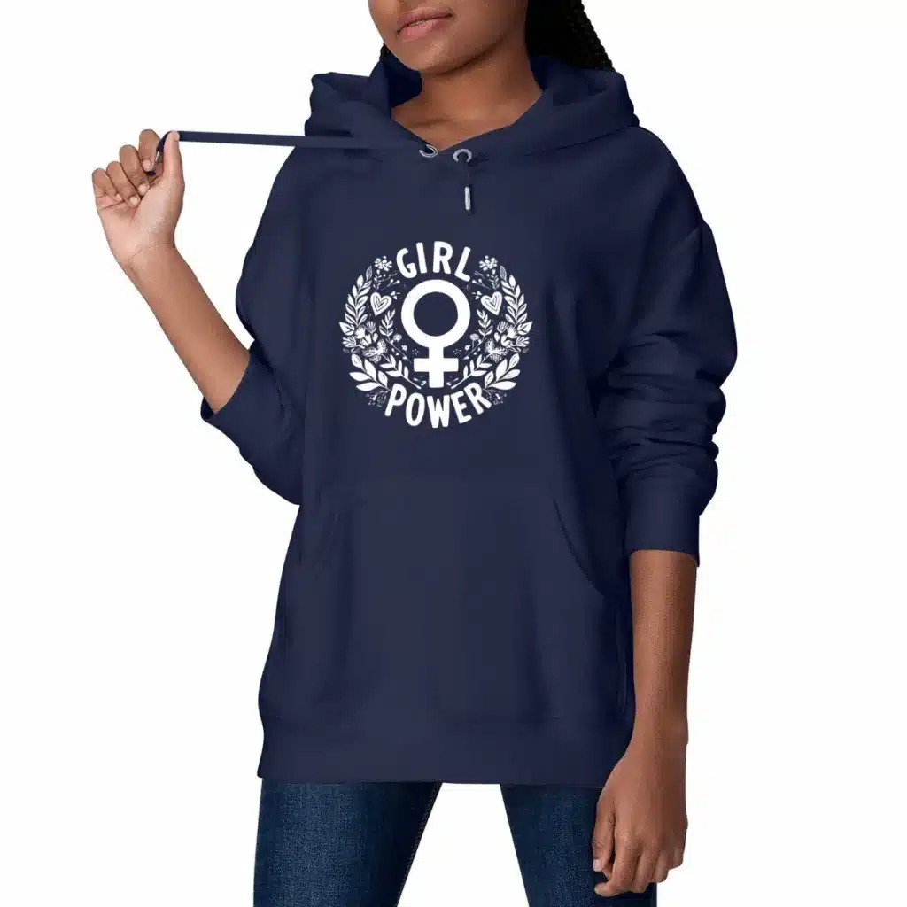 Sweat à capuche Girl Power porté