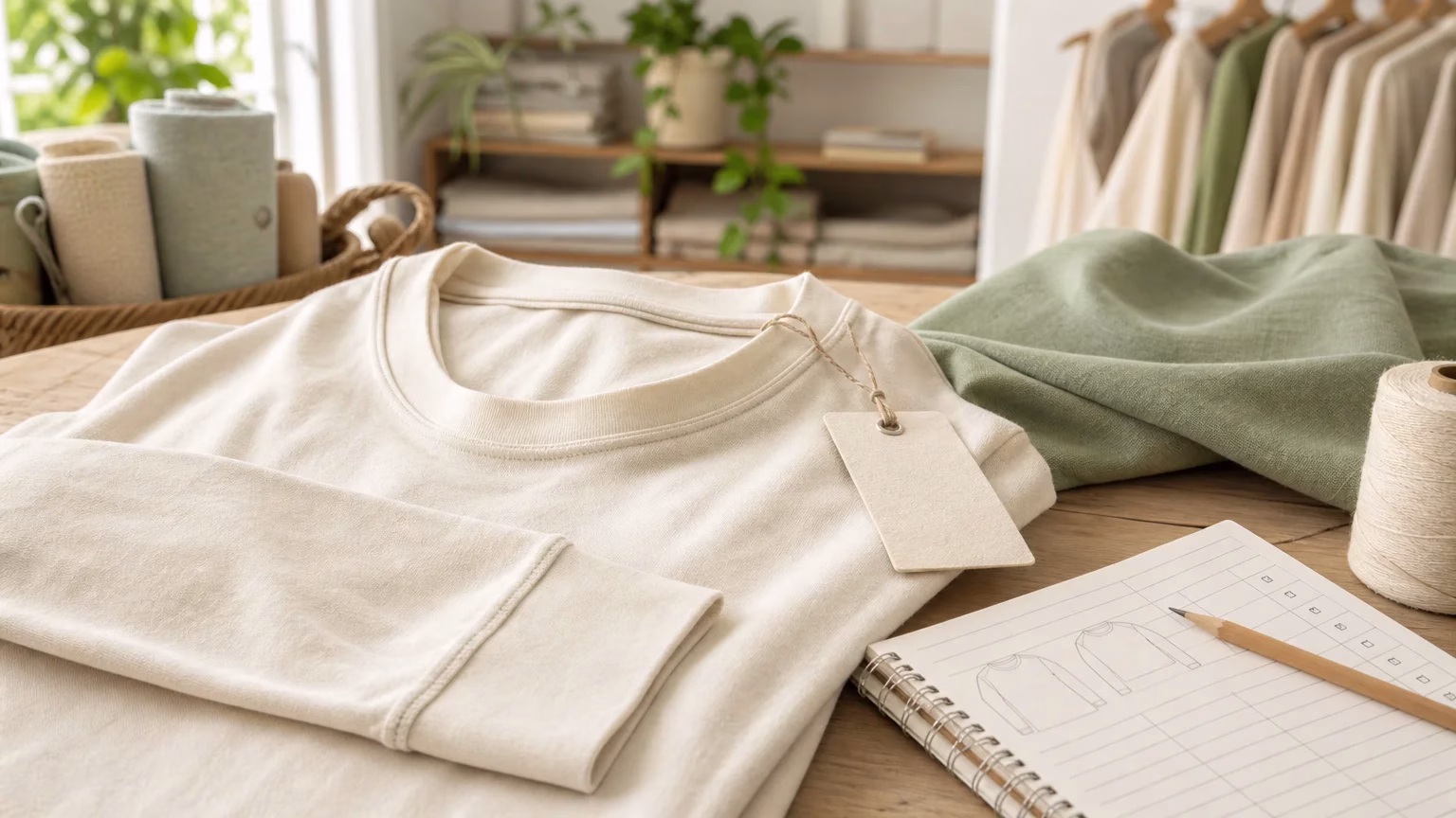 Étiquette textile et t-shirt à manches longues en coton biologique