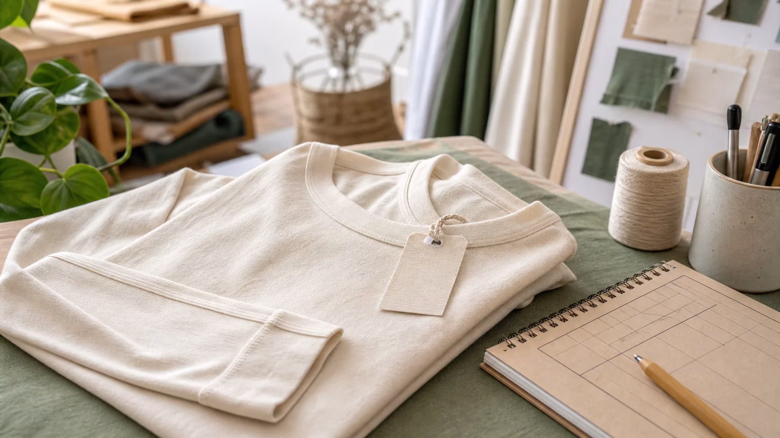 Étiquette textile et t-shirt à manches longues en coton biologique
