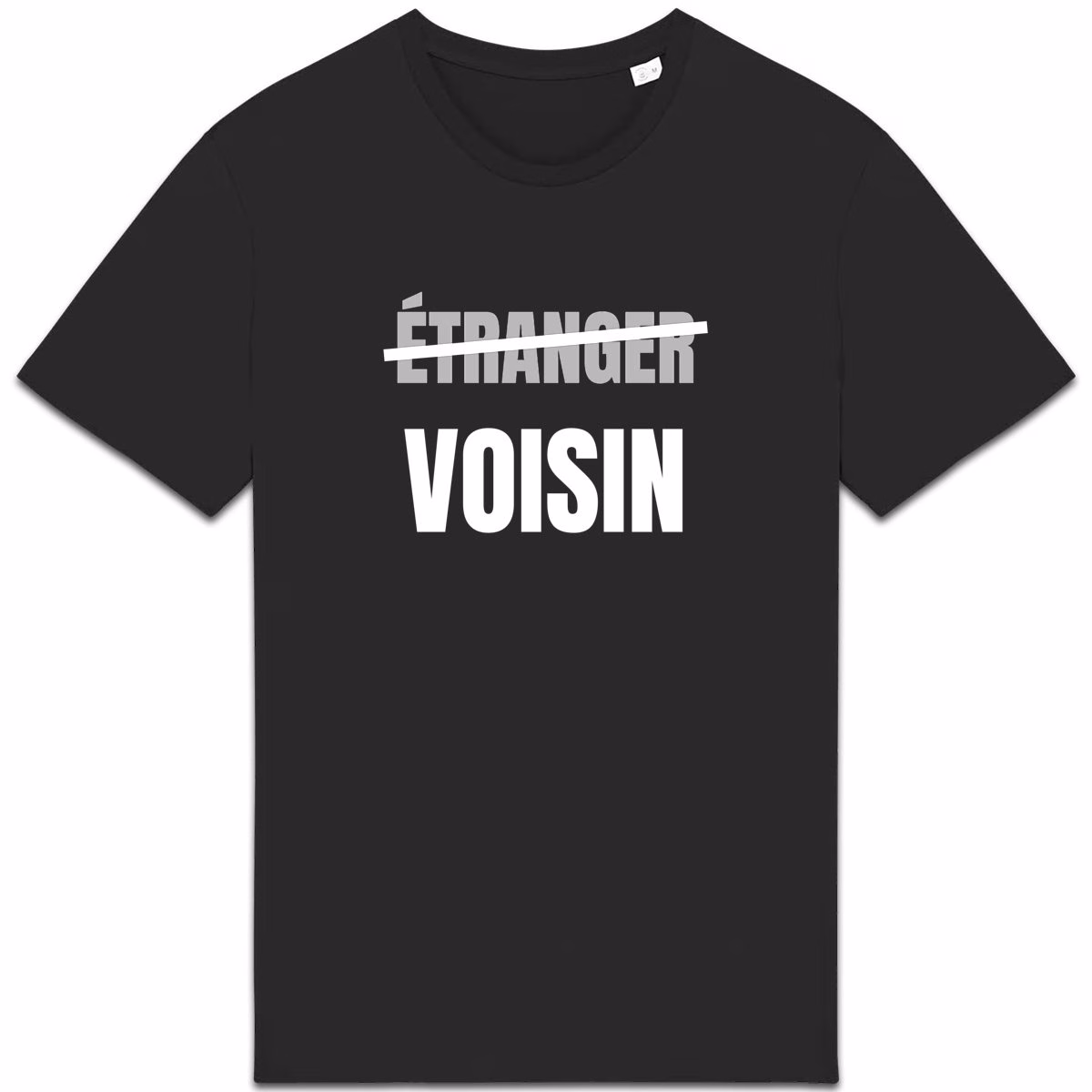 T-shirt vivre ensemble noir Étranger, voisin