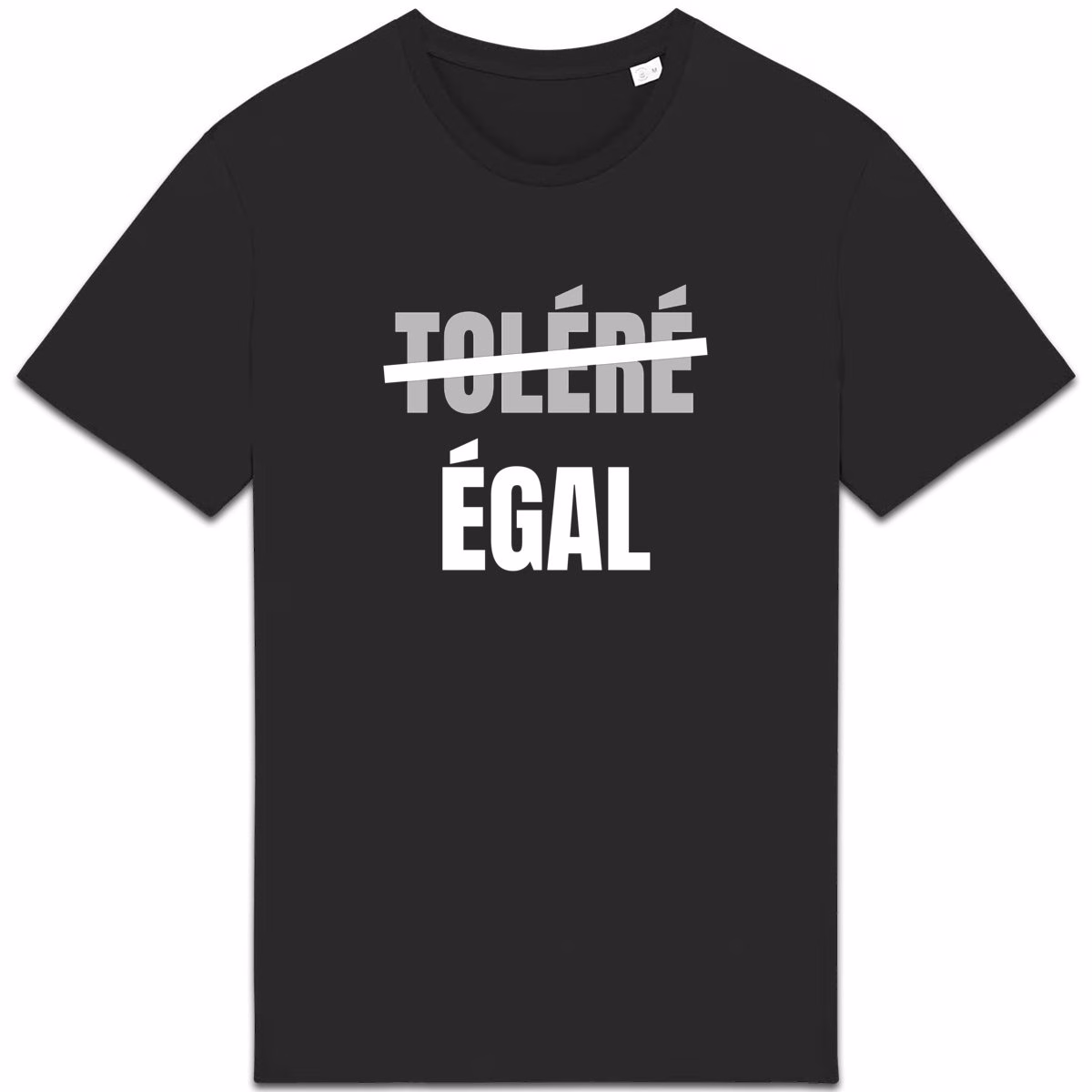 T-shirt LGBT noir Toléré, égal