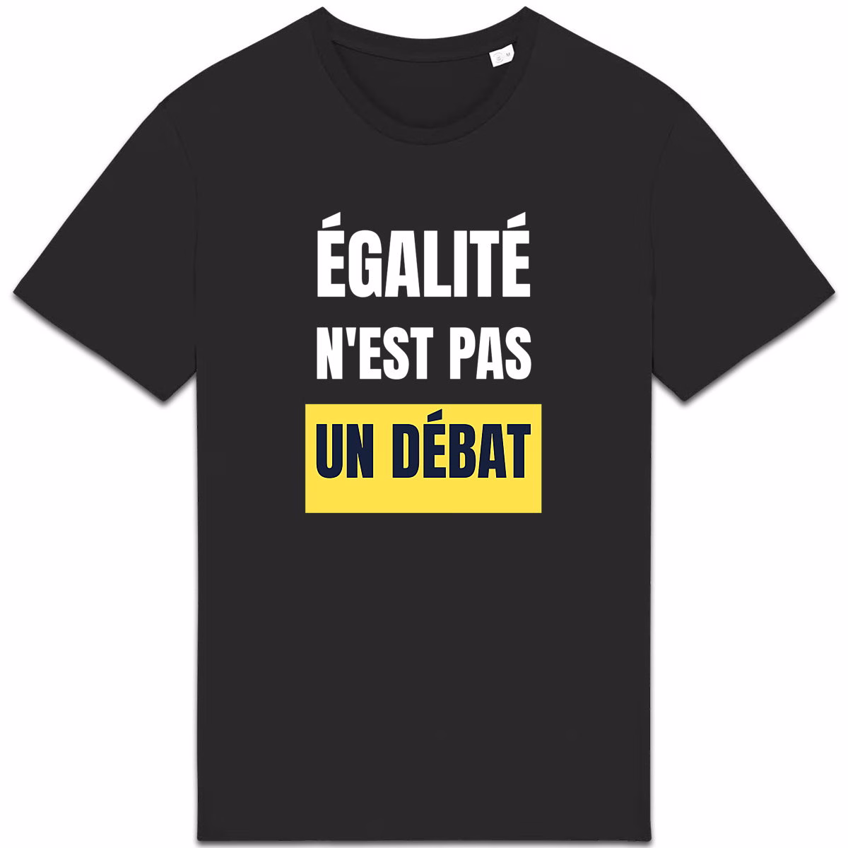 T-shirt féministe noir Égalité n'est pas un débat
