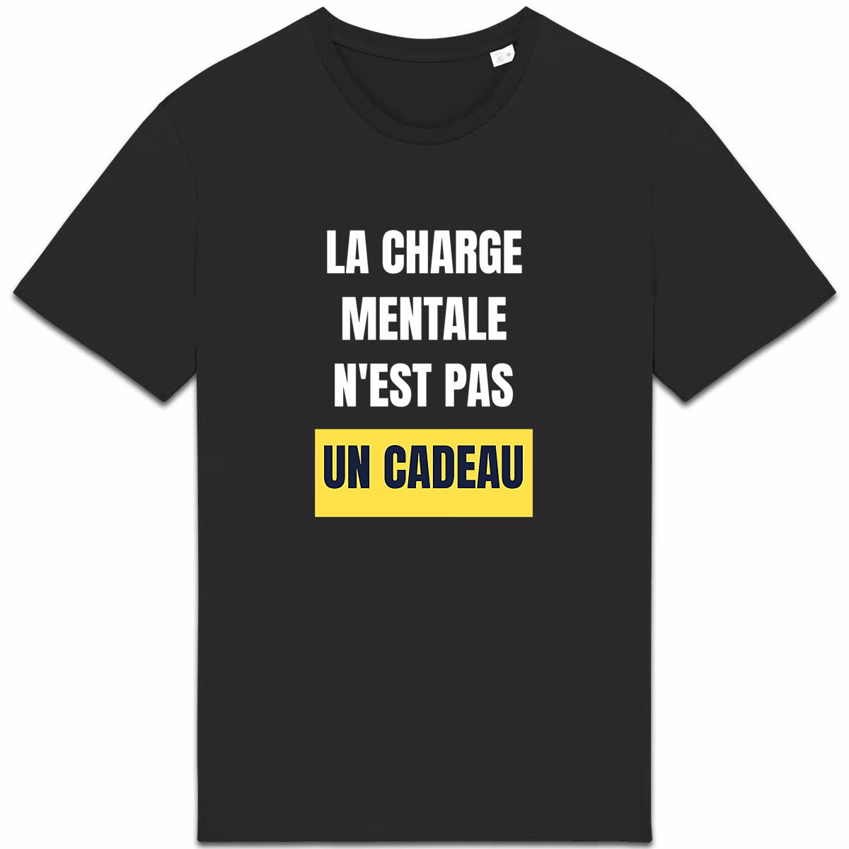 T-shirt féministe noir La charge mentale n'est pas un cadeau