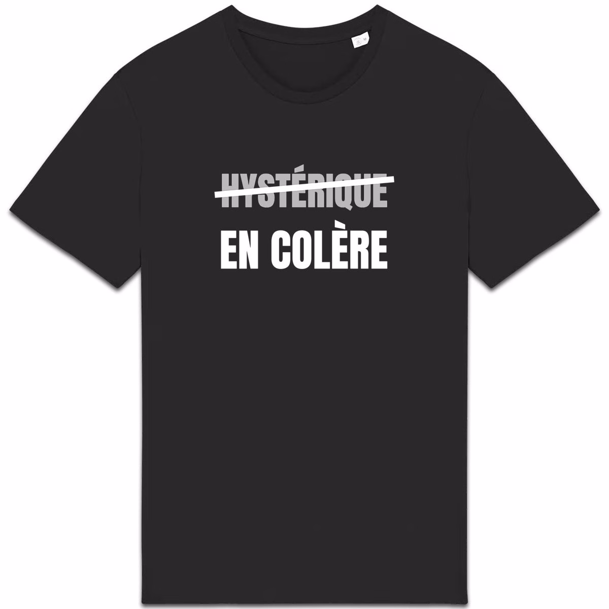 T-shirt féministe noir Hystérique, en colère
