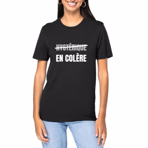 T-shirt féministe noir Hystérique, en colère