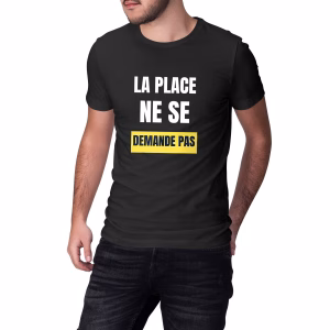 T-shirt féministe noir La place ne se demande pas