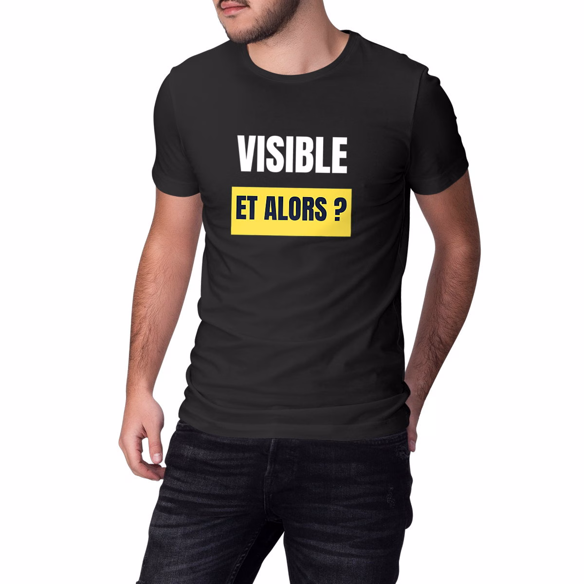 T-shirt LGBT noir Visible, et alors ?