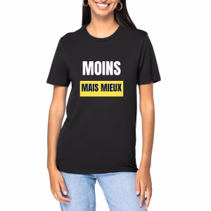 T-shirt écologie noir Moins mais mieux