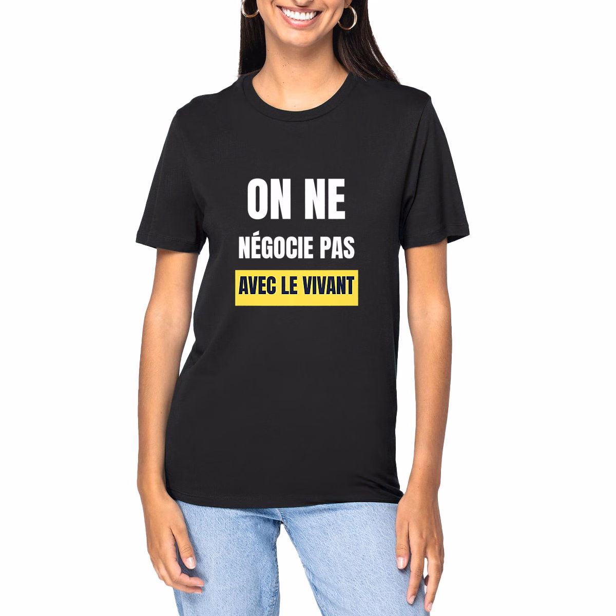T-shirt écologie noir On ne négocie pas avec le vivant