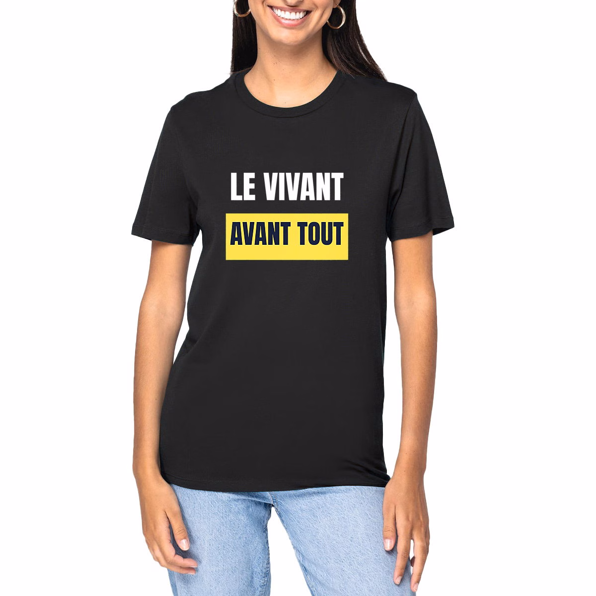 T-shirt écologie noir Le vivant avant tout