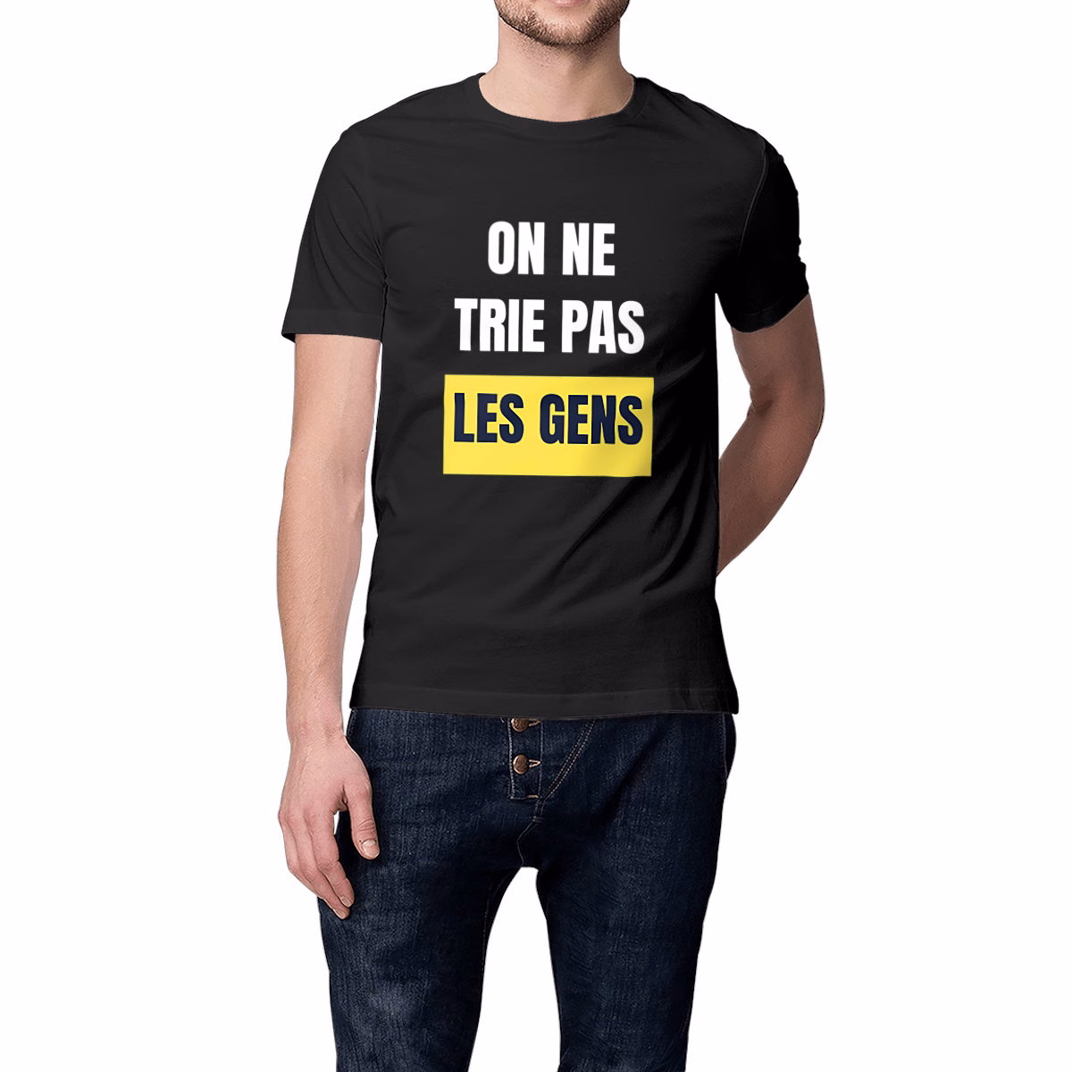 T-shirt vivre ensemble noir On ne trie pas les gens