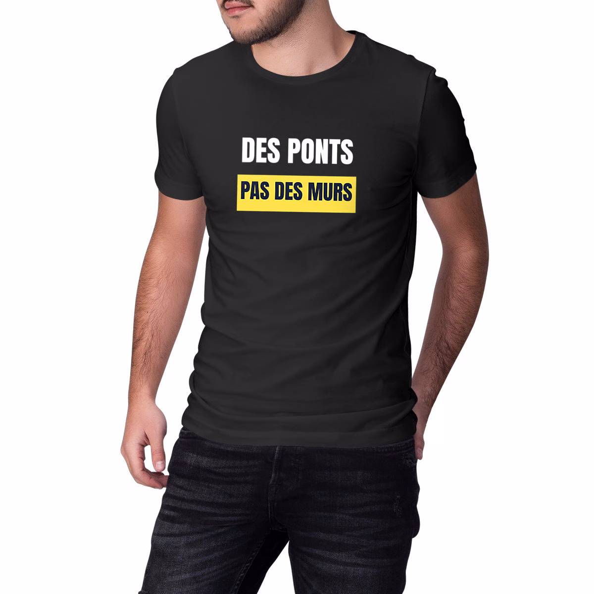 T-shirt vivre ensemble noir Des ponts pas des murs