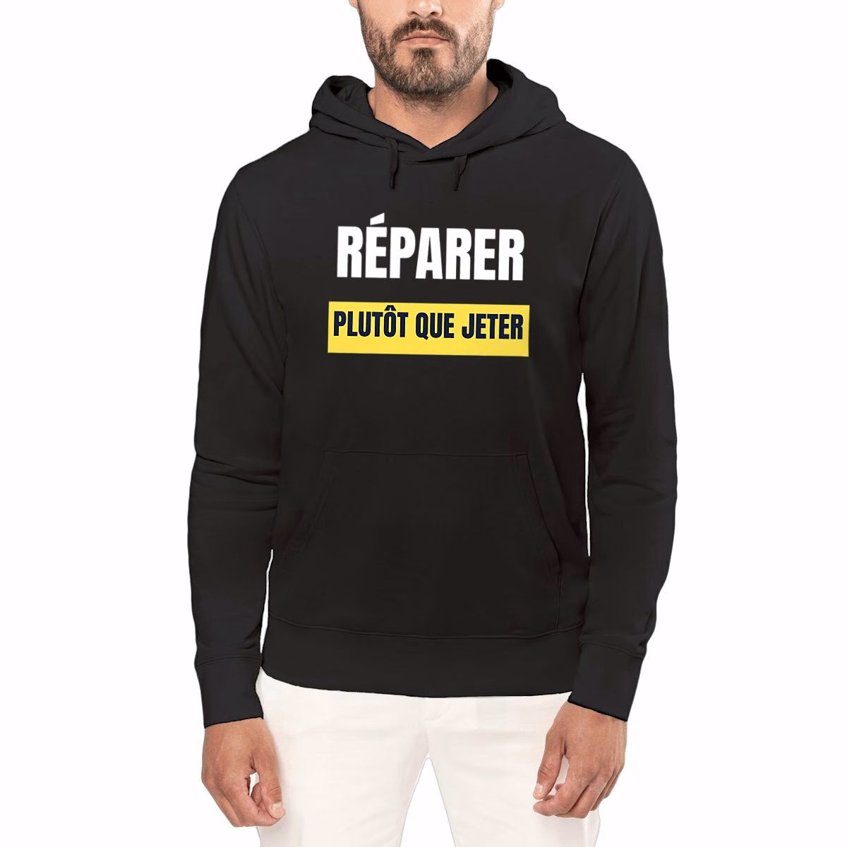 Sweat à capuche léger écologie Réparer plutôt que jeter