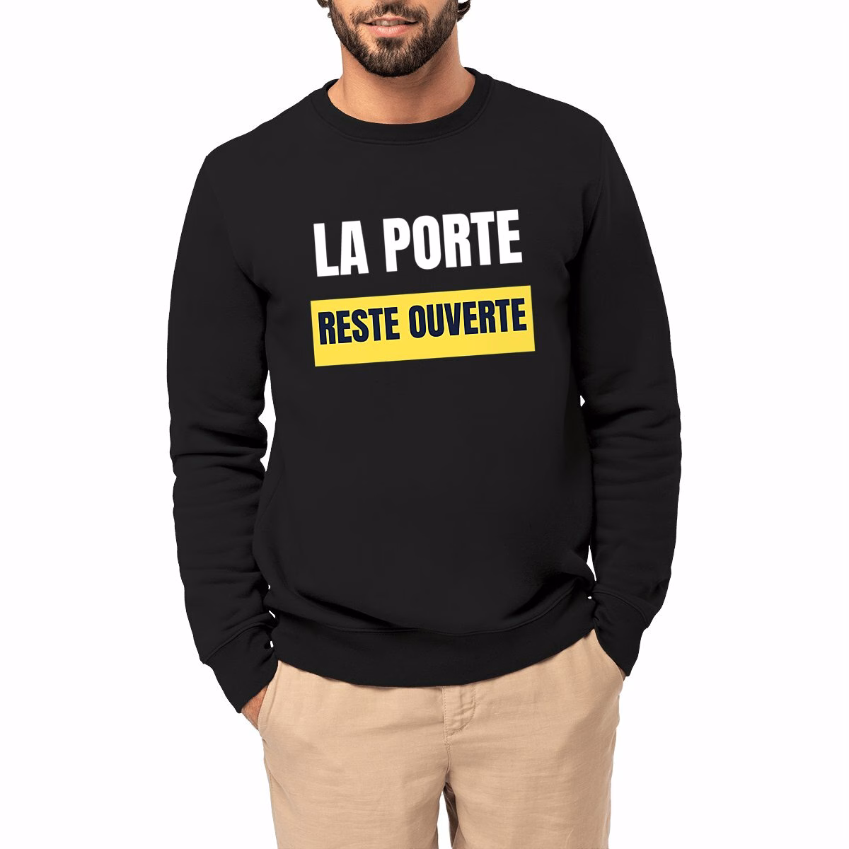 Sweat col rond vivre ensemble La porte reste ouverte
